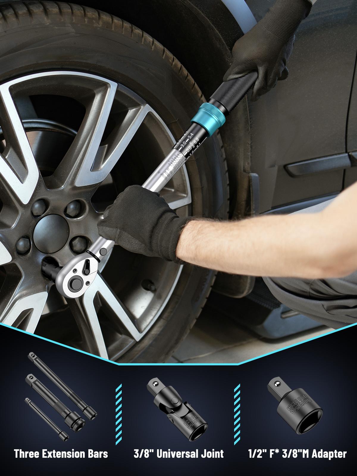 Seesii 1/4 3/8 1/2-inch Drive Click Torque Wrench Set - 8Pcs, Ultra-Precise ±3% Accuracy, 72-Tooth Dual Scale for Bike/Moto/Car Repair, Multi-functional Torque Wrench 45-221in.lb, 7-45ft.lb, 30-160ft.lb with Adapters, CH450 Black Friday Deals