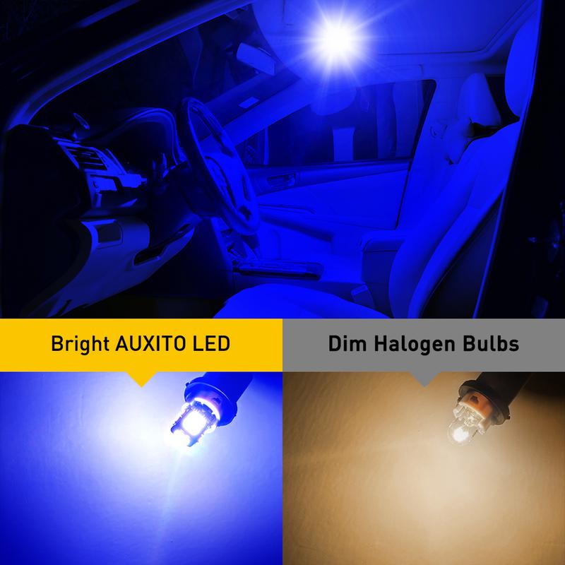 AUXITO 10× 6000K White LED T10 194 168 2825 W5W  Wedge 14-SMD Interior Car Bulbs Replacement for Dome Map Door Courtesy Trunk Parking License Plate Lights