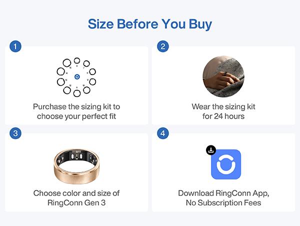 RingConn Gen 3 Sizing Kit - Size First Before You Buy - Choose from 10 Sizes - Sizes 6 to 15 - Find The Perfect Ring Size Smart Ring Size - Only Compatible Smart Ring,back to school,back to school haul