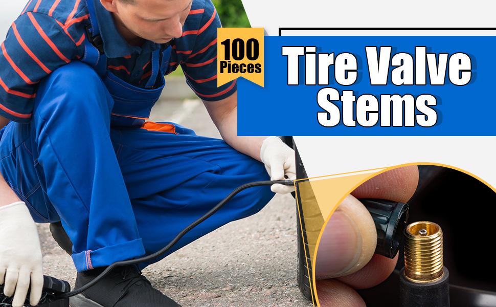 THE WELL KEPT 100 Pcs Tire Valve Stems-TR412, TR413, TR414 - Rubber Black Snap-in, Standard Length - Replacement for Car Tubeless Rim Holes