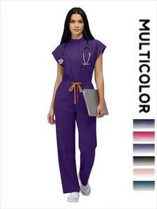 Slim Fitting Elasticity Scrubs Workwear Operating Room Medical Uniforms Nurse Scrubs Jumpsuit Women Solid Color Surgery Clothing
