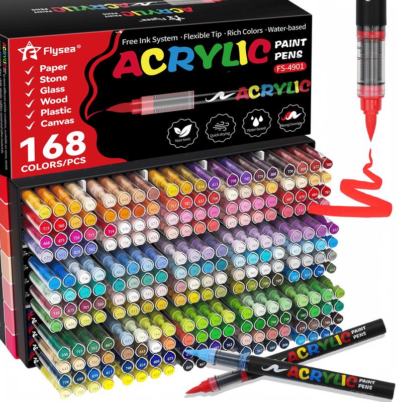 IS.120/168 Color Blendable Art Marker Pens,Multi-color Acrylic Markers Set,Quick-Drying Drawing Supplies Kit for Metal,Gssla,Ceramic,Diy clothing accessory and handmade,for Painting Drawing llustrations,for Birthday gift,Independence Day and Easter gift