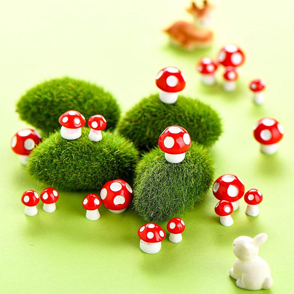 Cute Mushroom Design Miniature Figurines (30pcs/set), Miniature Mushroom Model, Garden Miniature Statue, Landscape DIY Bonsai Craft for Home Decoration Supplies