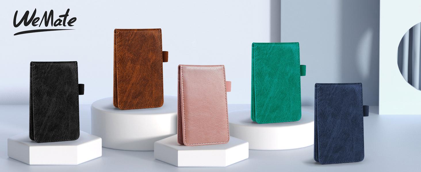 WEMATE 10 Pcs Mini Pocket Notepad Holder Set, 1PCS Notebook 1PCS Metal Pen, and 8 pcs Memo Book Refills- Perfect for Business, Conference, Meeting, Office, Daily Records, and Notes