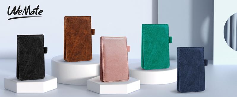 WEMATE 10 Pcs Mini Pocket Notepad Holder Set, 1PCS Notebook 1PCS Metal Pen, and 8 pcs Memo Book Refills- Perfect for Business, Conference, Meeting, Office, Daily Records, and Notes