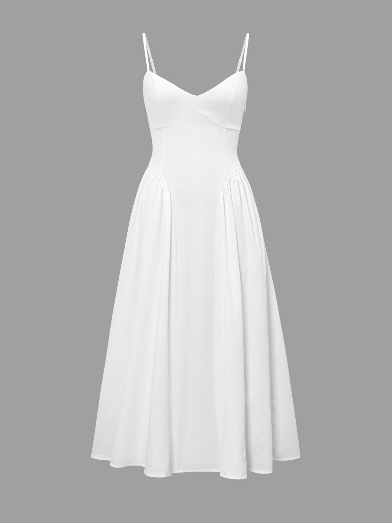 Pure Color Elegant Sleeveless Long Lady Summer Dress, Waist Cinched Design, Fitted Style, Plain Pattern, Perfect for Various Occasions, Formal