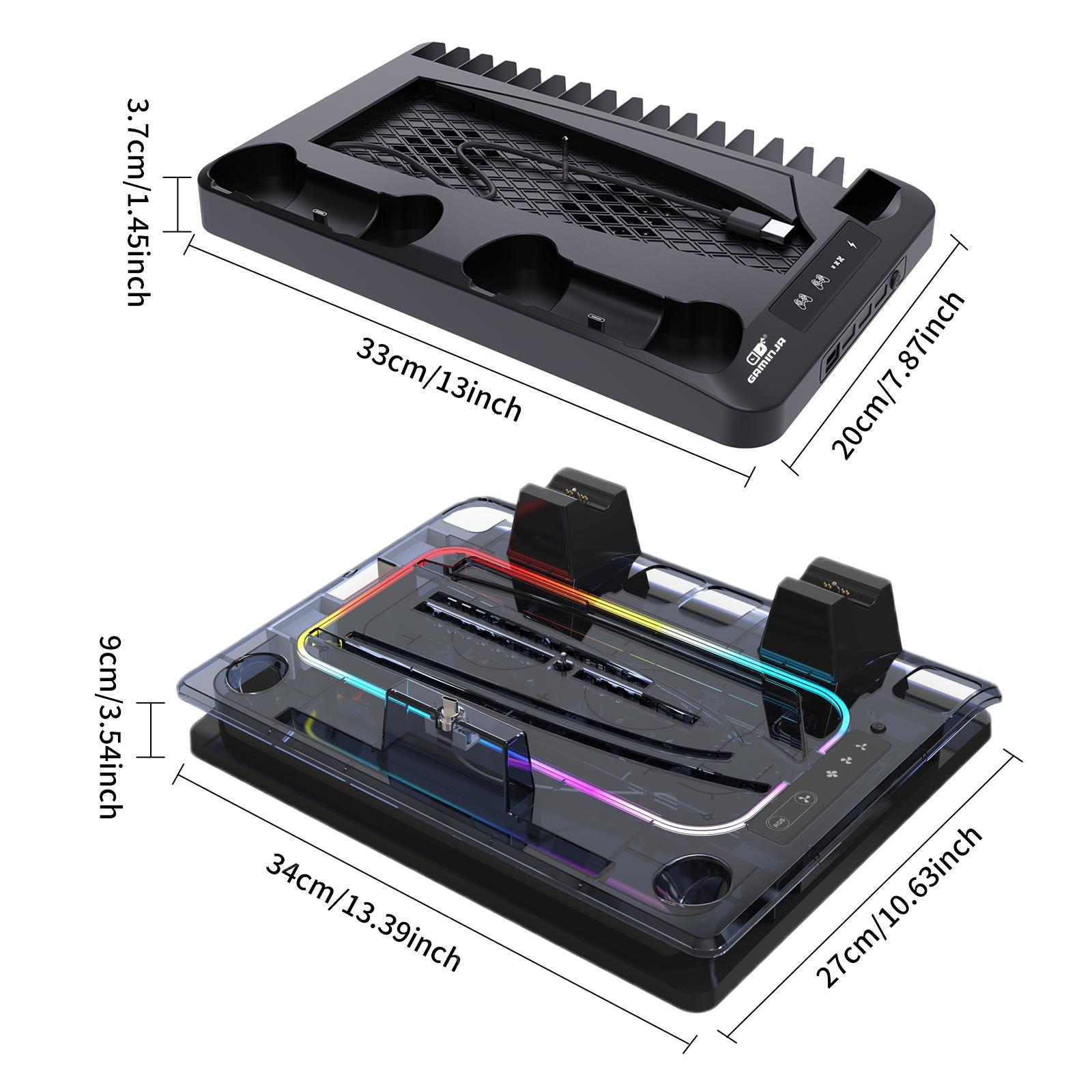 Gaming Console Charging Base, Dual Charging Stand with Earphone Hook, Vertical Cooling Support, Console Accessories for PS5 Controller, Charging Dock Accessories