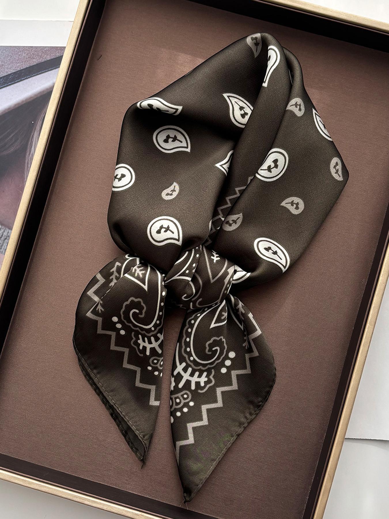Luxury Square Scarf For Women Ladies Paceley Hijab 70*70cm Elegant Neckerchief Bandanas Soft Stain Faux Silk Scarves Shawl Warps Paisley Print Scarf Fashion Shawl Wrap
