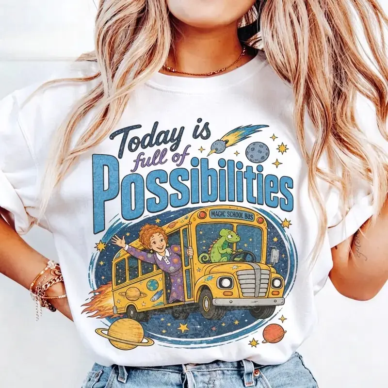Magic School Bus  Inspired 90's Retro Graphic T-Shirt, Today Is Full of Possibilities Grade School Teacher Tee, Unisex