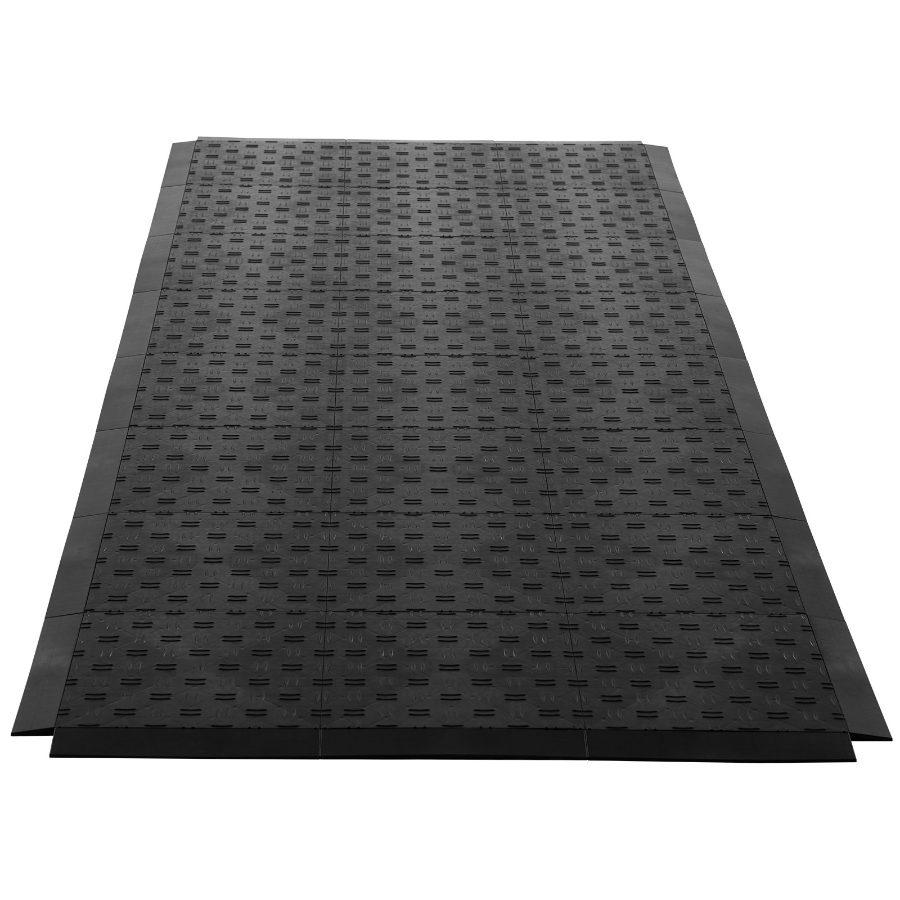 VEVOR Male Garage Floors Transition Edge Kit, 15 PCS Sturdy PP Interlocking Modular Garage Floor Edging Slip-resistant, Easy Assembly Compatible Only With VEVOR Upgraded 6-Lock Garage Mats, Black