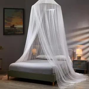 White Dome Mosquito Net Bed Canopy for Girls, King Queen Size Ceiling Hung Dome Mosquito Netting Bed Tent, Decorative Canopy for Baby Crib, Kid Bed and Adult Beds