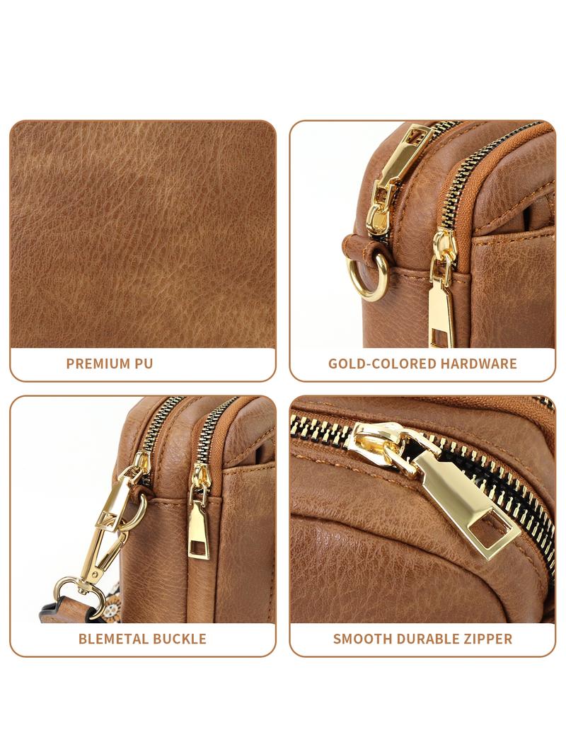 Bohemian Crossbody Purse for Women, Small Crossbody Bags Trendy Vegan PU Leather with Adjustable Shoulder Strap, Women's Shoulder Bag, Handbag, Vintage Design, Lightweight & Spacious, Perfect for Daily Use