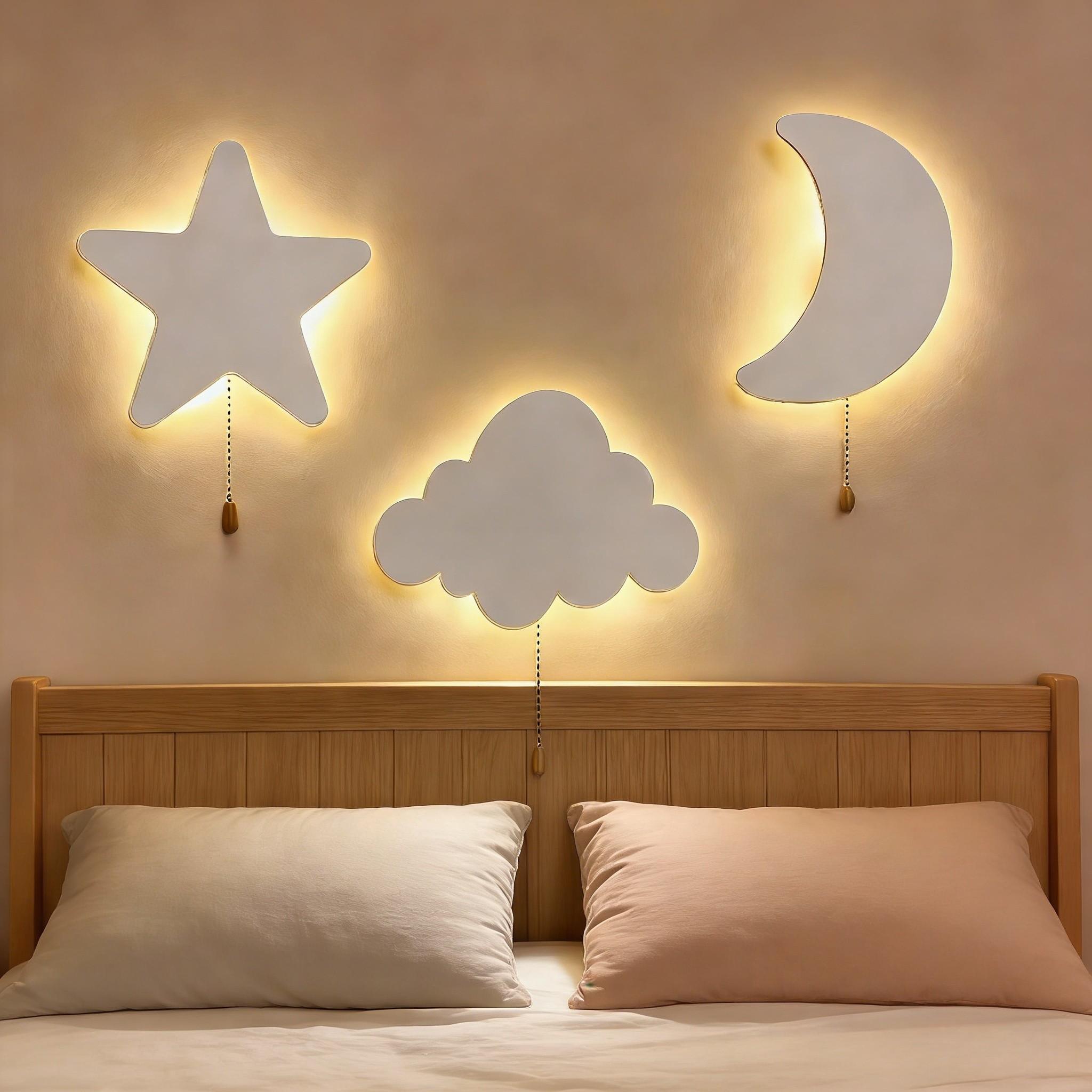 Battery Powered Floating Wall Light, Star Moon Butterfly Cloud Options, Upward Ceiling Night Lamp, Adhesive Cloud Ceiling Fixture, Clouds Light