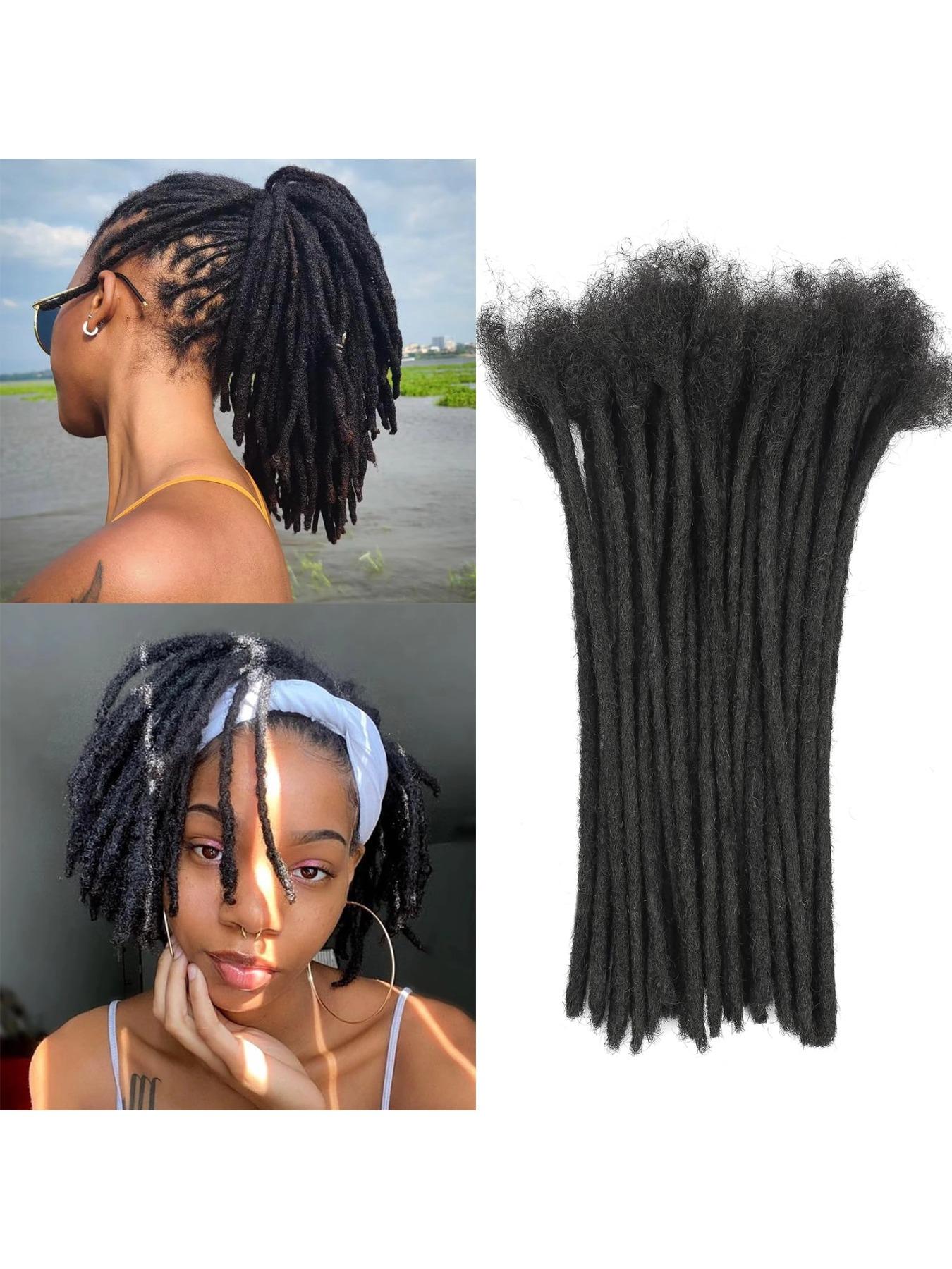 Dreadlock Extensions Human Hair 10-100 Strands 100% Full Handmade Permanent Loc Extension Human Hair for Women/Men/Kids Can Be Dyed Bleached Curled Twisted (0.6cm 1B, 4-16 Inch 10-100 Strands)