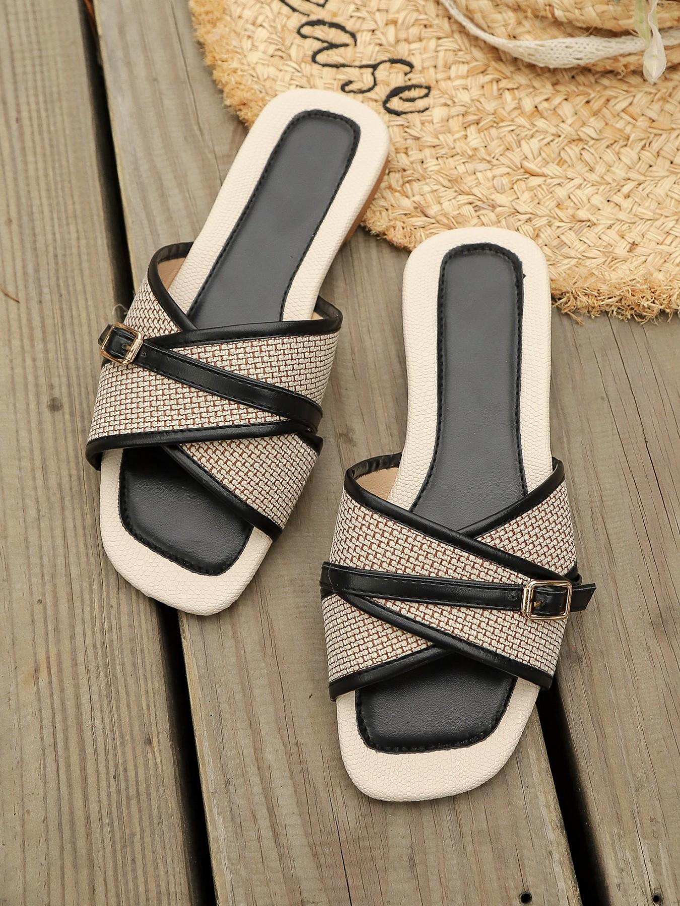 French Style Summer Sandals, Comfortable Fabric Upper, Rubber Sole, Perfect for Jeans, Fashionable Less Than Ankle Height