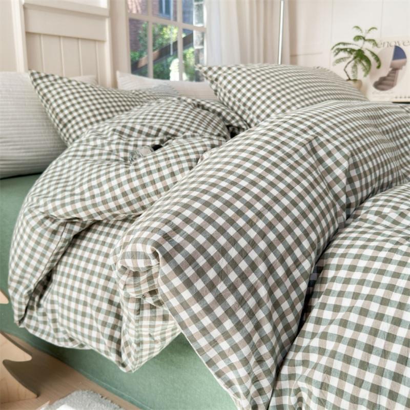 3-Piece Classic Plaid Bedding Set in Blue, Includes Duvet Cover & Pillowcases, Soft Comfortable Bedding for Home Bedroom