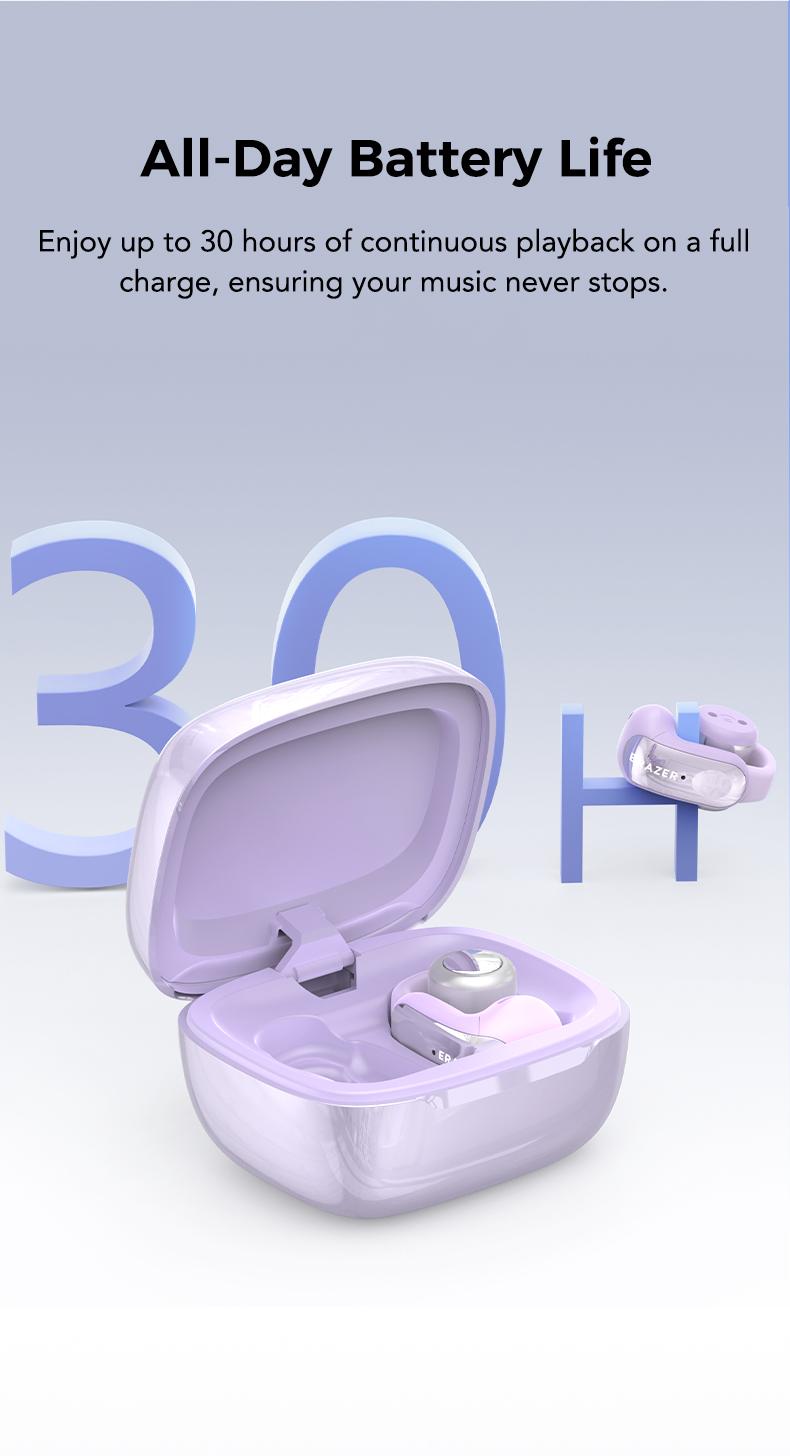 ERAZER XF28 Clip-on translation wireless earbuds, support 134 languages ​​Support APP translation, with audio-visual function Touch screen, lightweight and comfortable, wireless translation IPX5 waterproof, suitable for sports, running and work