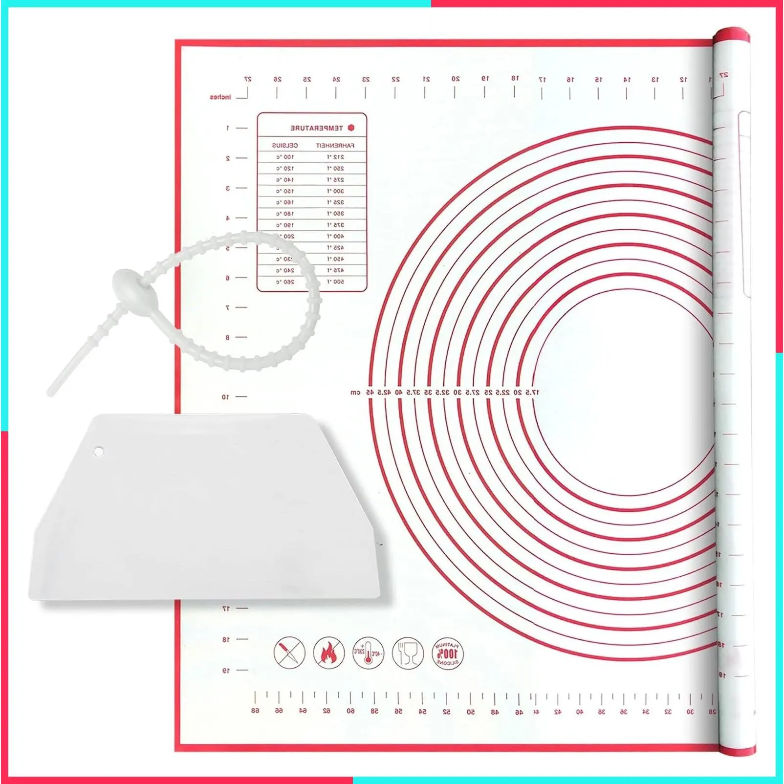 Large Silicone Baking Mat, 32x24 Inch Non-Stick Kneading Mat for Rolling Dough