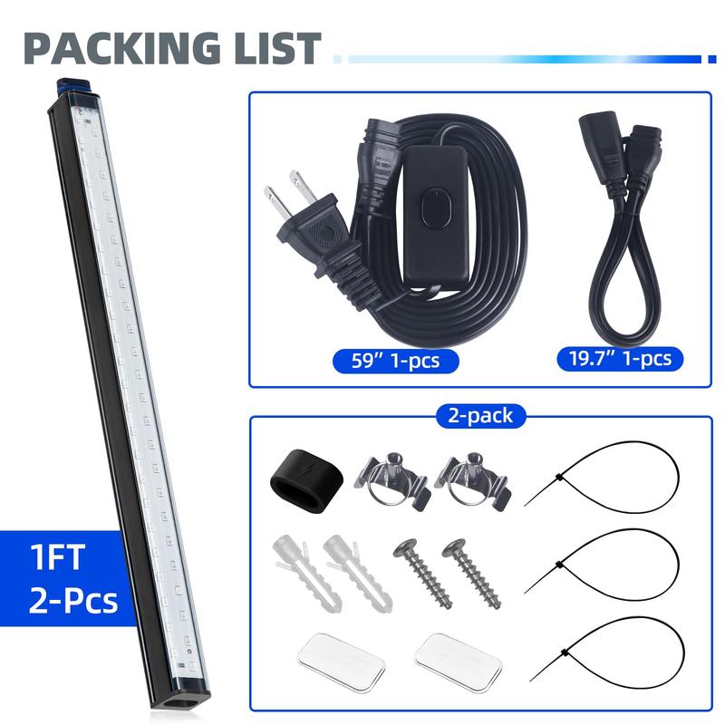 Barrina Black Light Bar, 10W 1FT Magnetic, for Glow Party, Fluorescent Poster Paint, Blacklight Halloween Decorations, Linkable, Plug with Built-in ON/Off Switch, 2 Packs