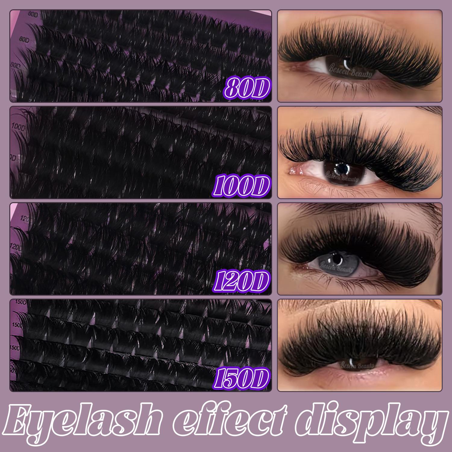 Slender and Soft False Eyelashes, Multi-Functional Eyelash Book 50D–150D with Mixed Natural Thick Eyelash Clusters (8mm–16mm), DD Curl Lashes for Daily Makeup, Charming Eyes, Beginner-Friendly Reusable Eyelash Falsies, Individual Eyelash Kit