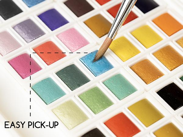 MEEDEN Art Watercolor Paint Set, 48/96 Vivid Colors in Portable Box, Detail Paint Brush Included, Gift