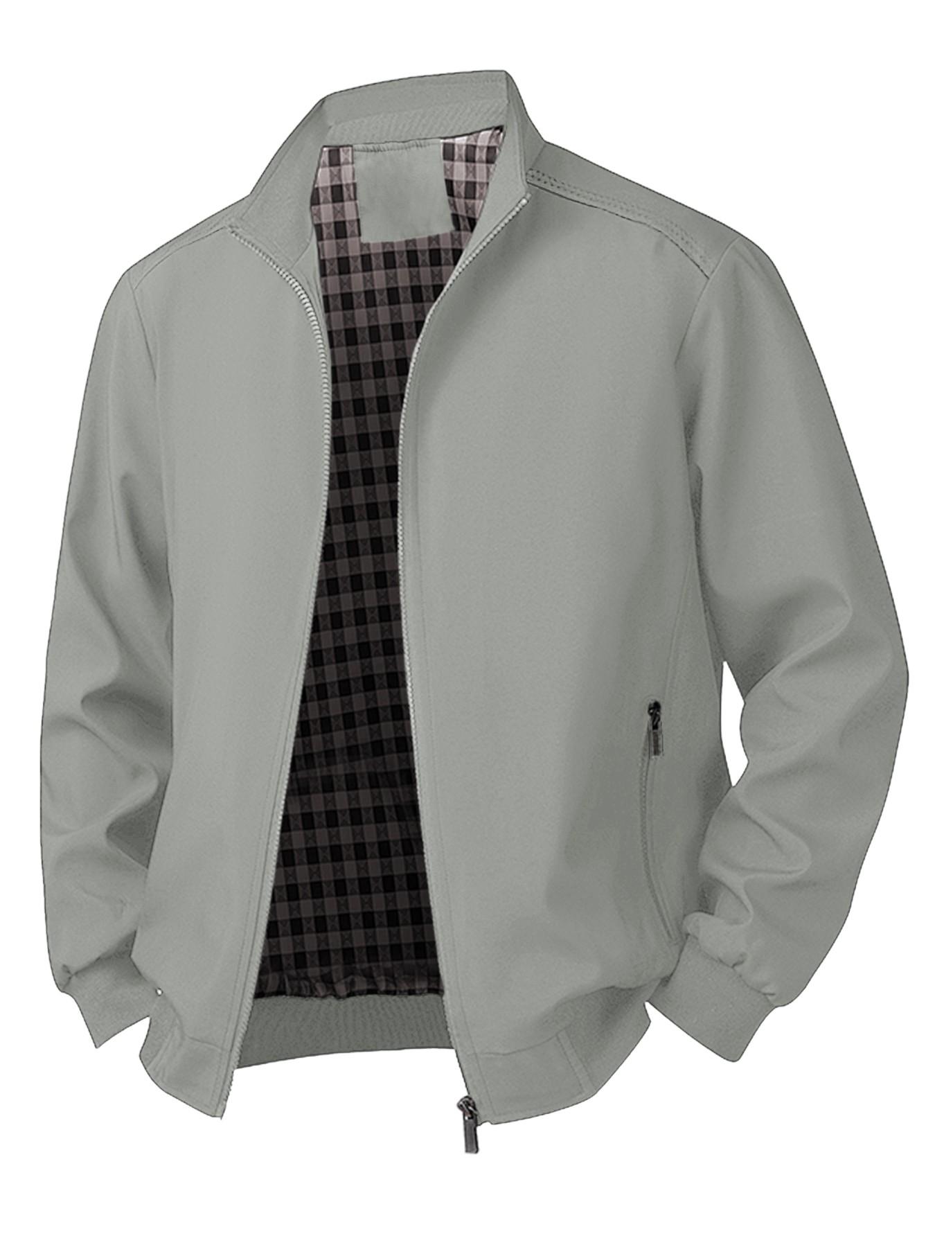 Men's Casual Lightweight Solid Color Collared Jacket, Spring & Fall Lightweight Stylish Commuter Coat, Versatile Fitted Jacket for Daily Wear