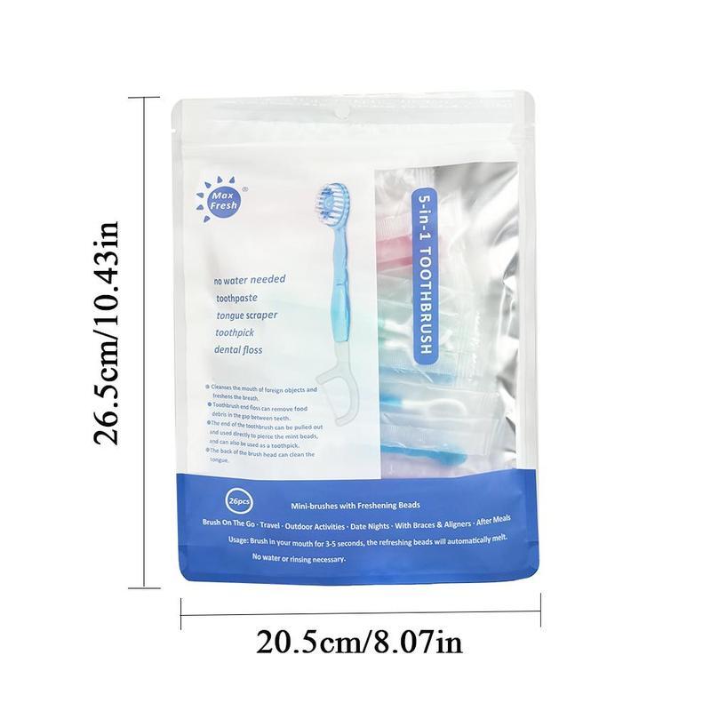 5-in-1 Mini Travel Toothbrush Set with Floss, Tongue Scraper, Toothpicks & More – 26-Piece Oral Hygiene Kit, Compact Soft Bristle Brushes, Business Trips & On-the-Go Use clean fresh breath Interdentalbrush