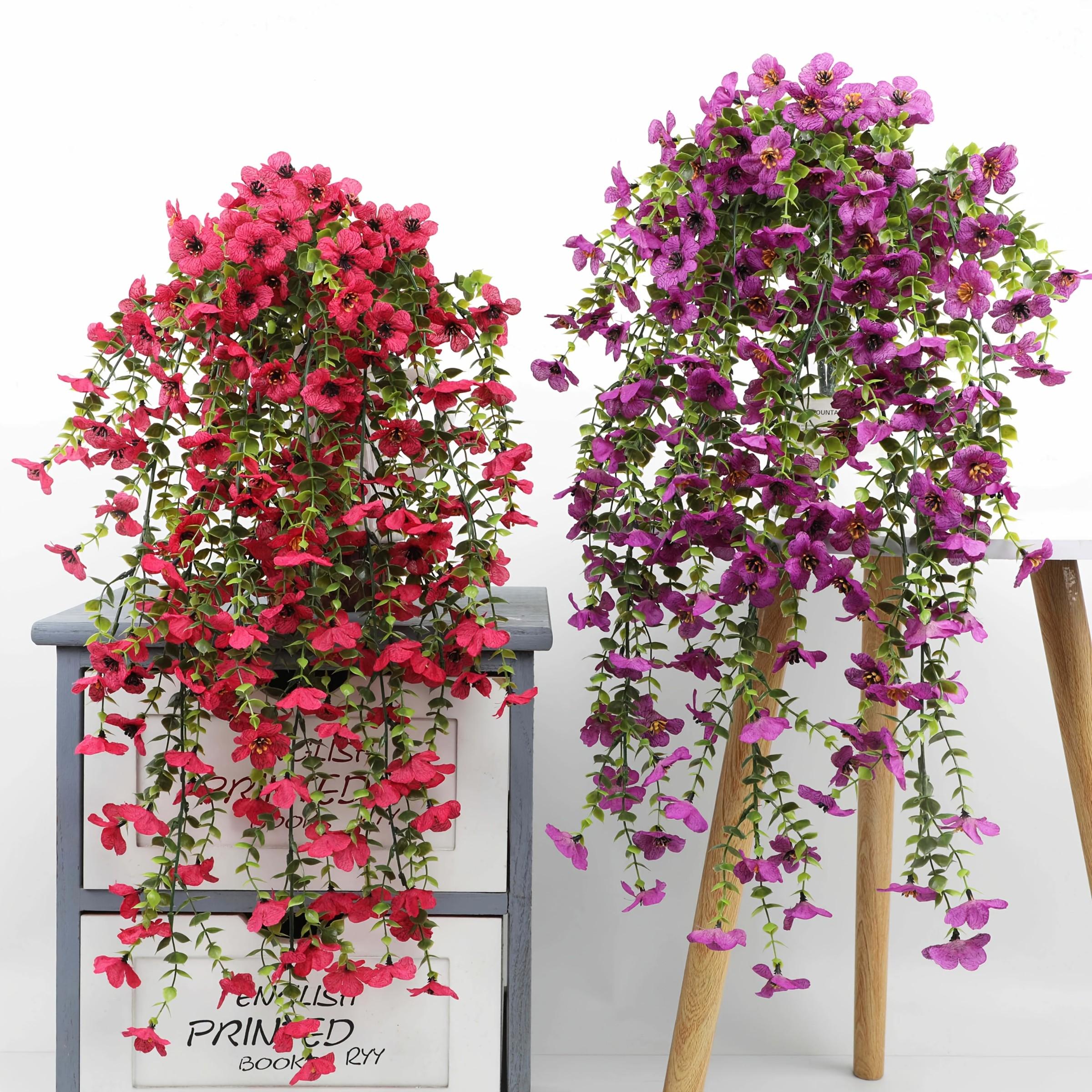 6pcs of Artificial Flowers Hanging Flowers Plastic Floral Plant for Outdoor Artificial Plants Spring And Summer Decoration, Artificial Flower Decorations, Colorful Violet Fake Daisy Realistic Outdoor Flowers Porch Courtyard Decoration Home Decoration