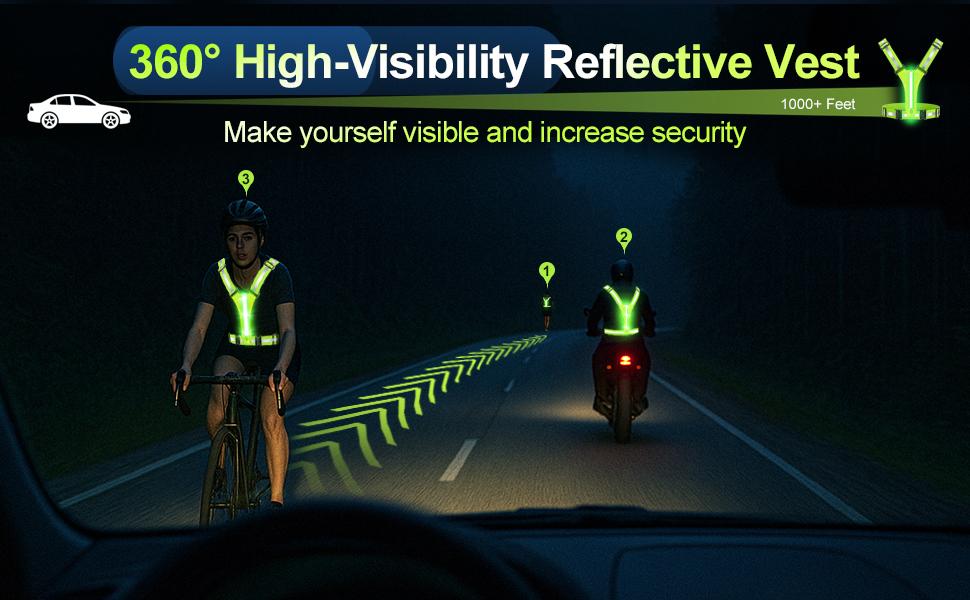 Reflective Vest For Running Gear – High Visibility Rechargeable Light Up Vest for Night Running, Cycling & Walking | Adjustable Safety Vest for Men & Women