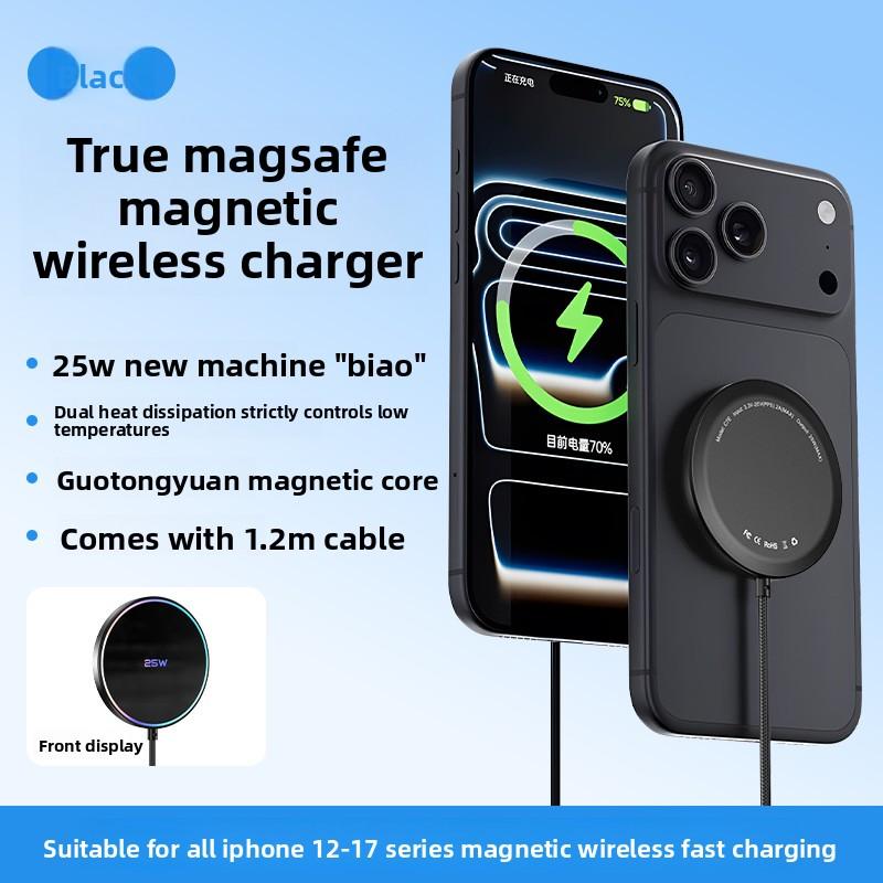 25W Magnetic Wireless Charger with 25w Power, Ultra Slim Fast Charging Dual-Use Car Dashboard & Desktop Charging Station Compatible with iPhone Smartphones & Universal Devices crossbody strap