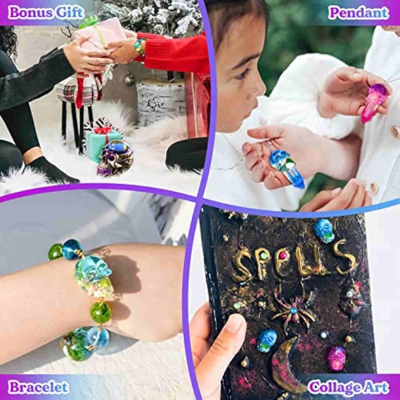 Resin Molds Silicone, 1 Count Large Silicone Skull Epoxy Molds with 4 Count Small Skeleton Epoxy Resin Molds for Resin Casting Art Crafts, Candle Making, Home Decor, Pendants, Keychains - LET'S RESIN