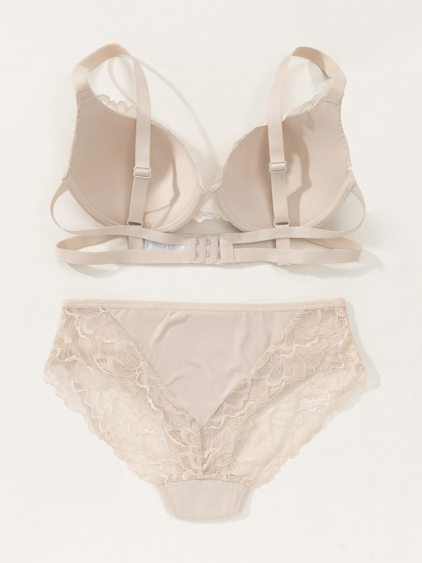 1 sets of lace sexy women's underwear set with underwire deep V gathered integrated underwear Lace splicing panties beautiful back adjustable non-slip design for daily casual and comfortable wear for dating Women's sexy bra panty underwear combination