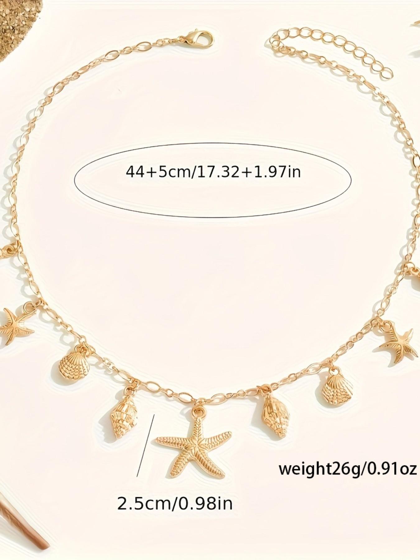 Women's Adjustable Necklace Pendant, Starfish Shell Conch Design ...