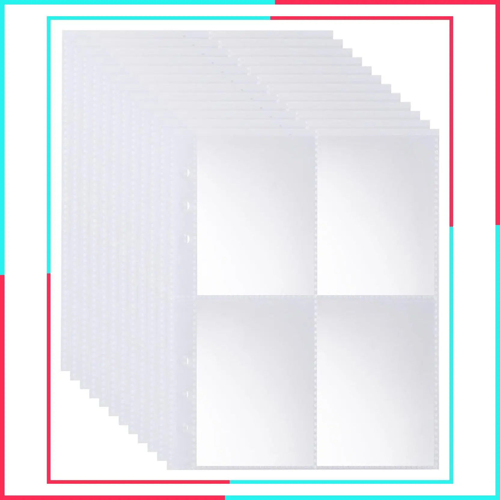 320 Pockets 6 Ring A5 Binder Inserts, 4 Pocket Card Sleeves, 2.5x3.5 Inch Double Side Pages for 6 Ring Binder, A5 Plastic Sleeves for Trading Cards, Baseball Cards, Photocards
