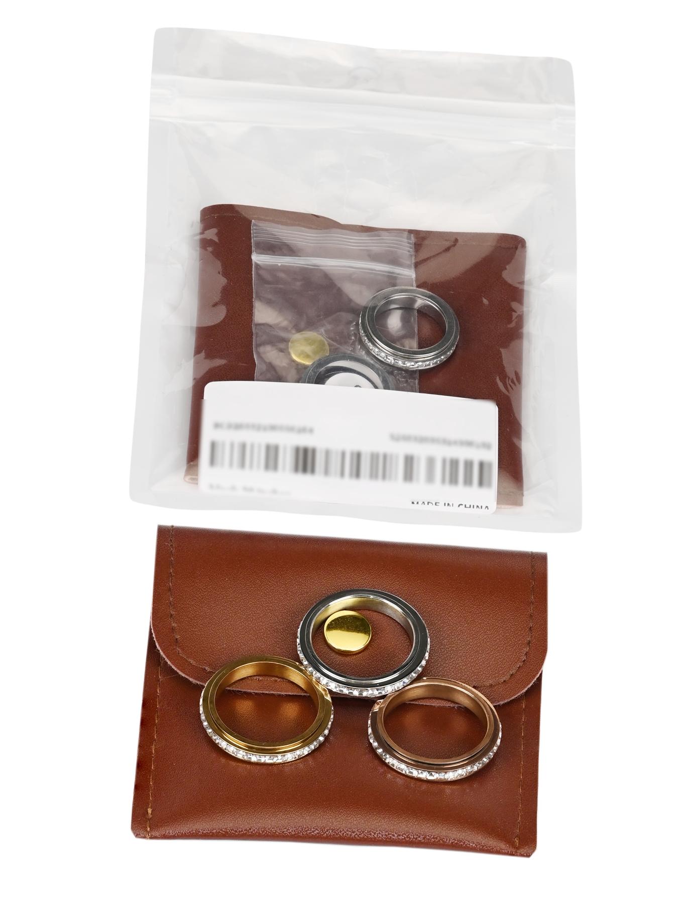 3-piece 18K anti-anxiety ring, fortune-turning rotating stress-relieving ring inlaid with zirconia to relieve anxiety # Jewelry/Stainless Steel/Fade-resistant/Allergy-proof/Couples/Festivals/Parties/Ideal Gift