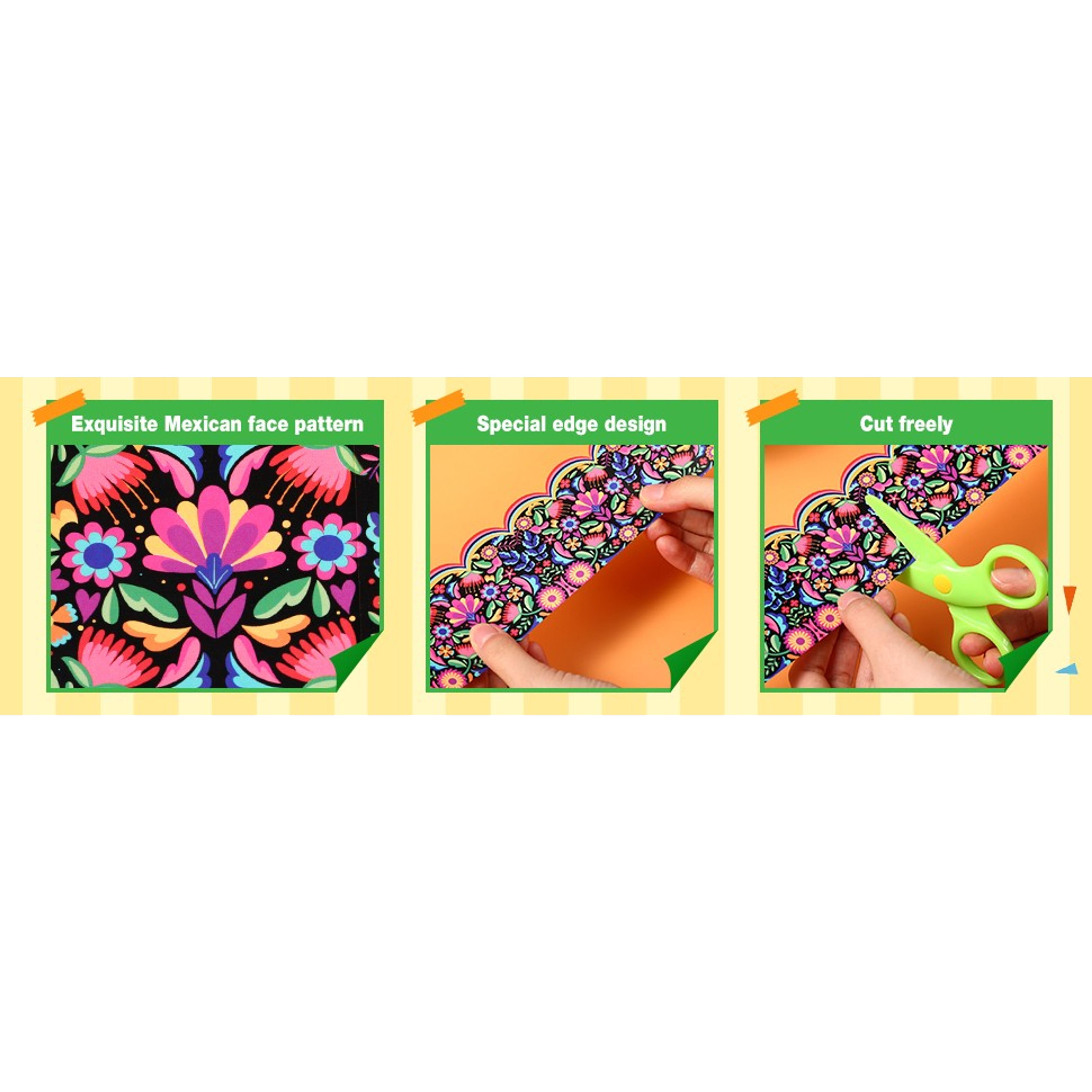 32.8 ft Mexican Bulletin Board Borders Spanish Bulletin Border Office Scalloped Trim for School Fiesta National Hispanic Heritage Month Party Decoration