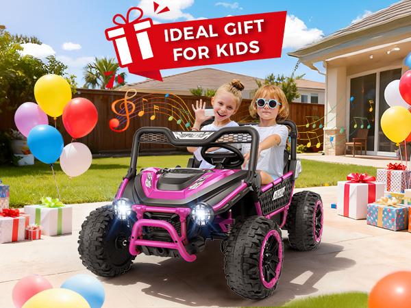 Hikole 24V Ride-On Toys for Big Kids – 2-Seater UTV Truck w/ Remote, Key Start, Metal Frame & Spring Suspension | Ages 4-8