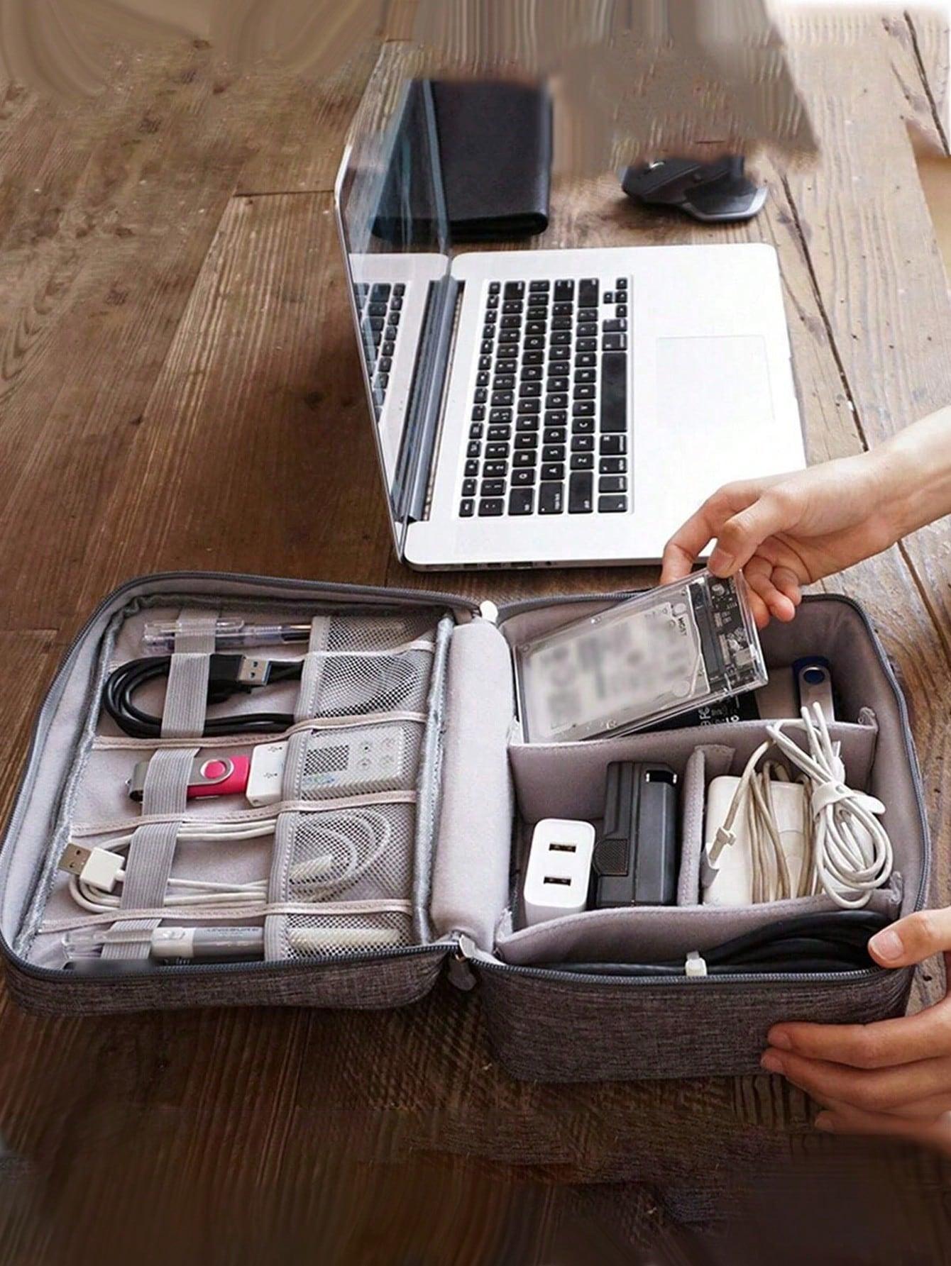 Electronics Storage Travel Bag, Waterproof Cable Organizer, Portable Tech Accessories Case, Laptop Phone Holder, Business Trip Essential