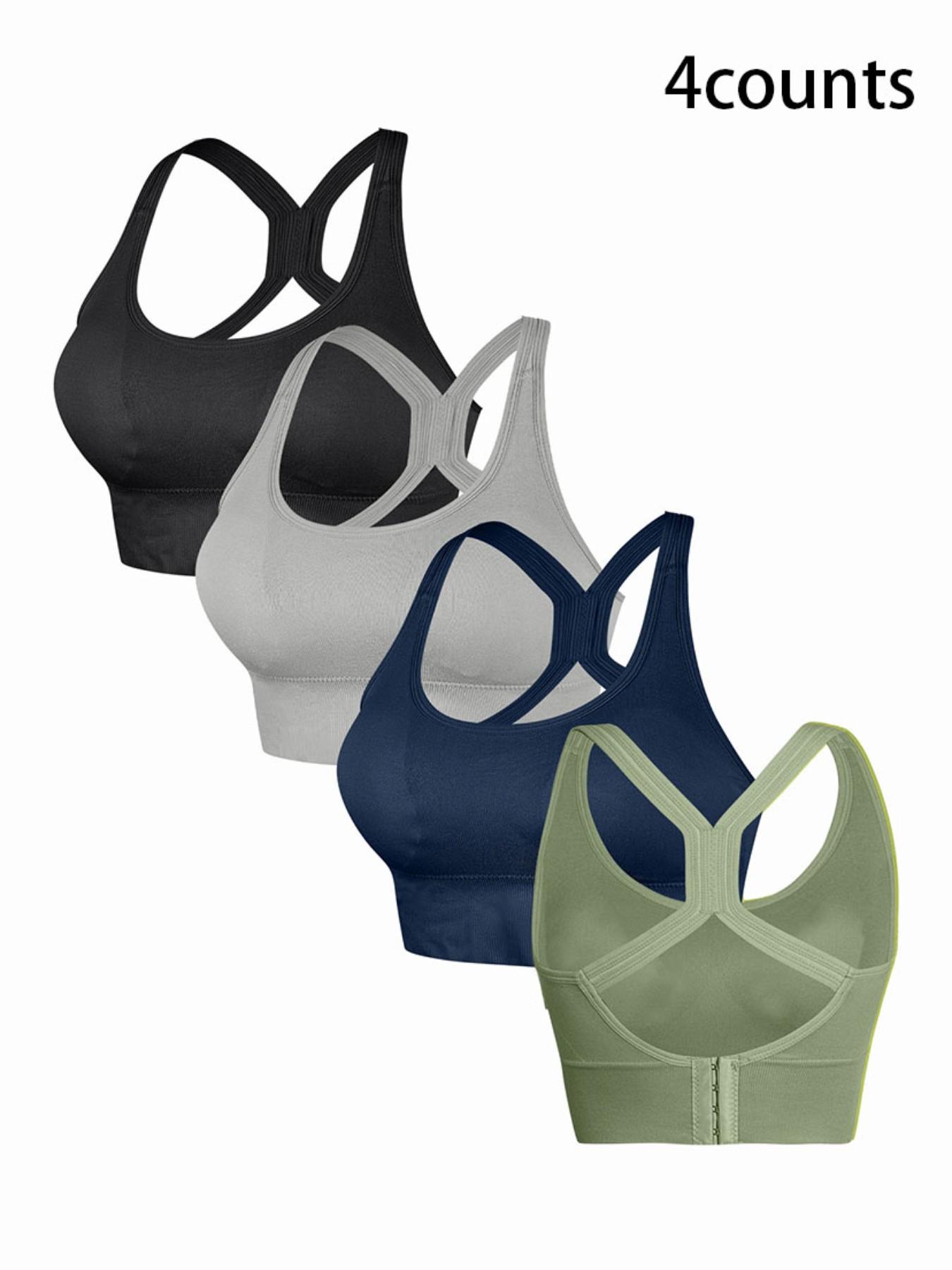 Women's Wireless Sports Bra, Sporty Bra, Fitness Bra, Sportswear Bra, Detachable Pads, Seamless Cross Back, Breathable Fabric, Yoga Running Workout Lingerie, Sports Bras Pack