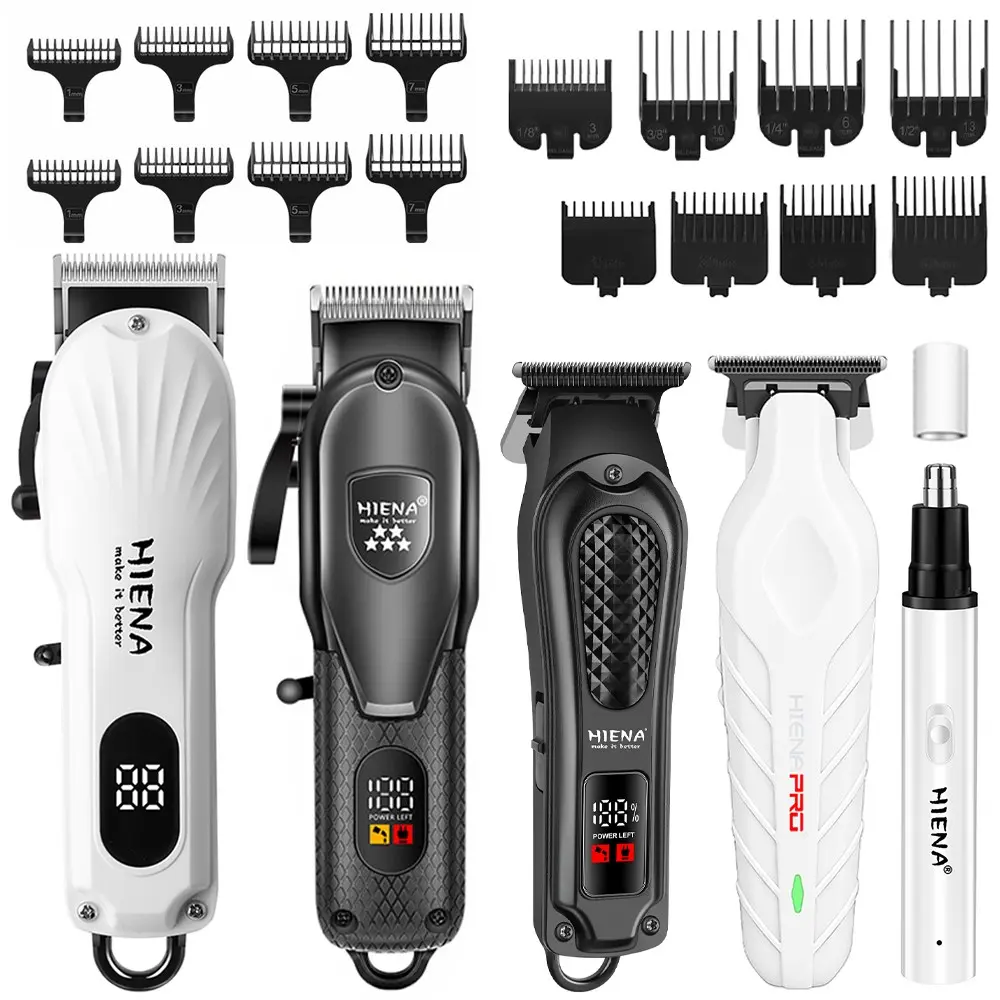 Newly upgraded 5-piece black and white hair clipper set, large professional trimming, small household trimming, can carve and shape trimming, can repair beard and hair, nose hair clipper, with accessories, men's gift, holiday gift Haircutting Tool Kit