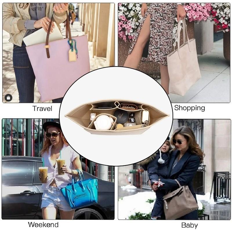 Felt Insert Lining Cosmetic Bag, Fits Longchamp Handbags, Support Liner Organizer, Makeup Pouch, Ideal for Travel & Daily Use