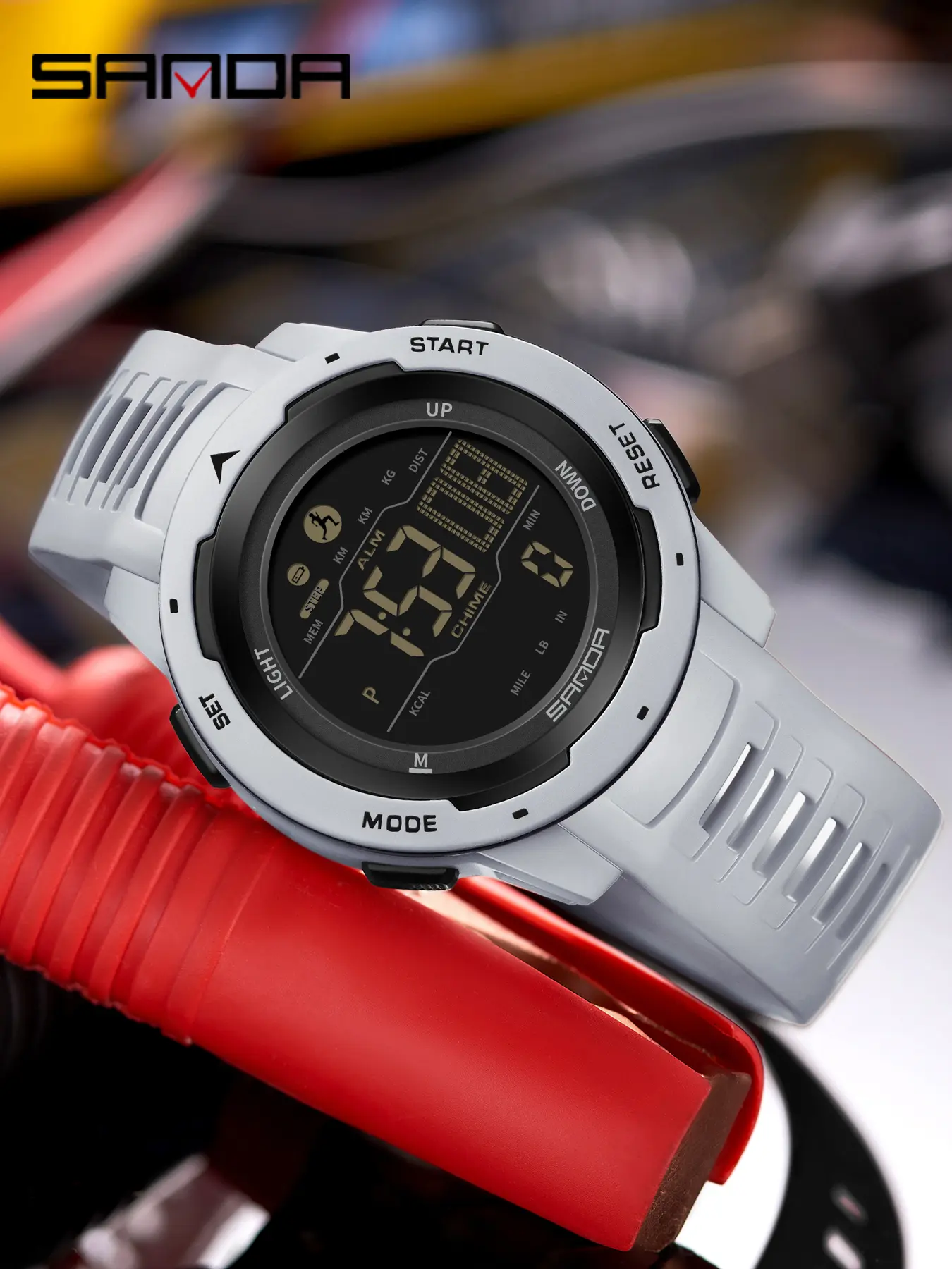 Men's Digital Watch with Large Dial & Pedometer, Calorie Counter Feature, Resin Case Material, Perfect for Outdoor Sports & Daily Use