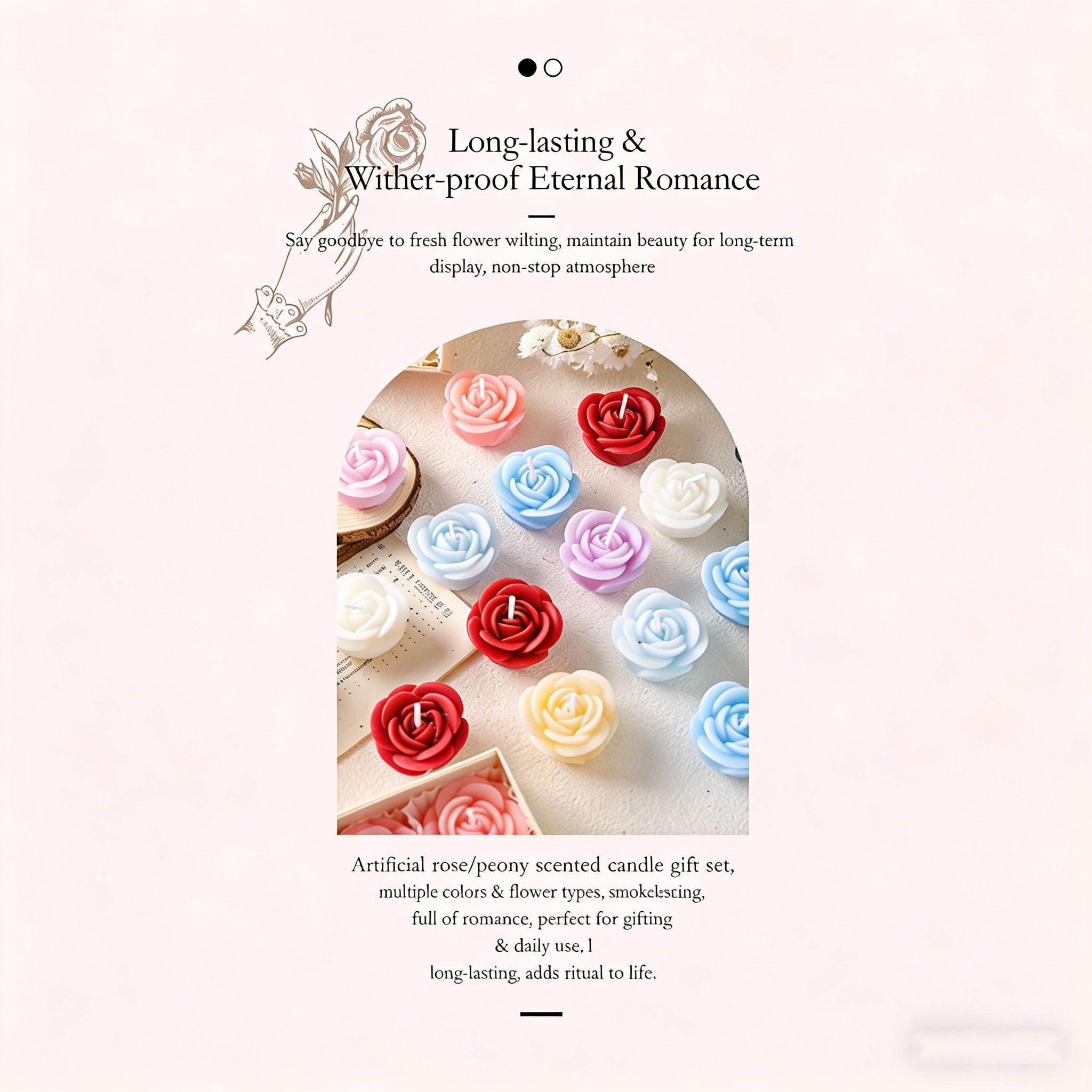 9 Pcs Rose Aromatherapy Candles Gift Box, Romantic Scents for Bedroom, Party, Spa, Home Relaxation, Wedding Decor, Holiday Gifts