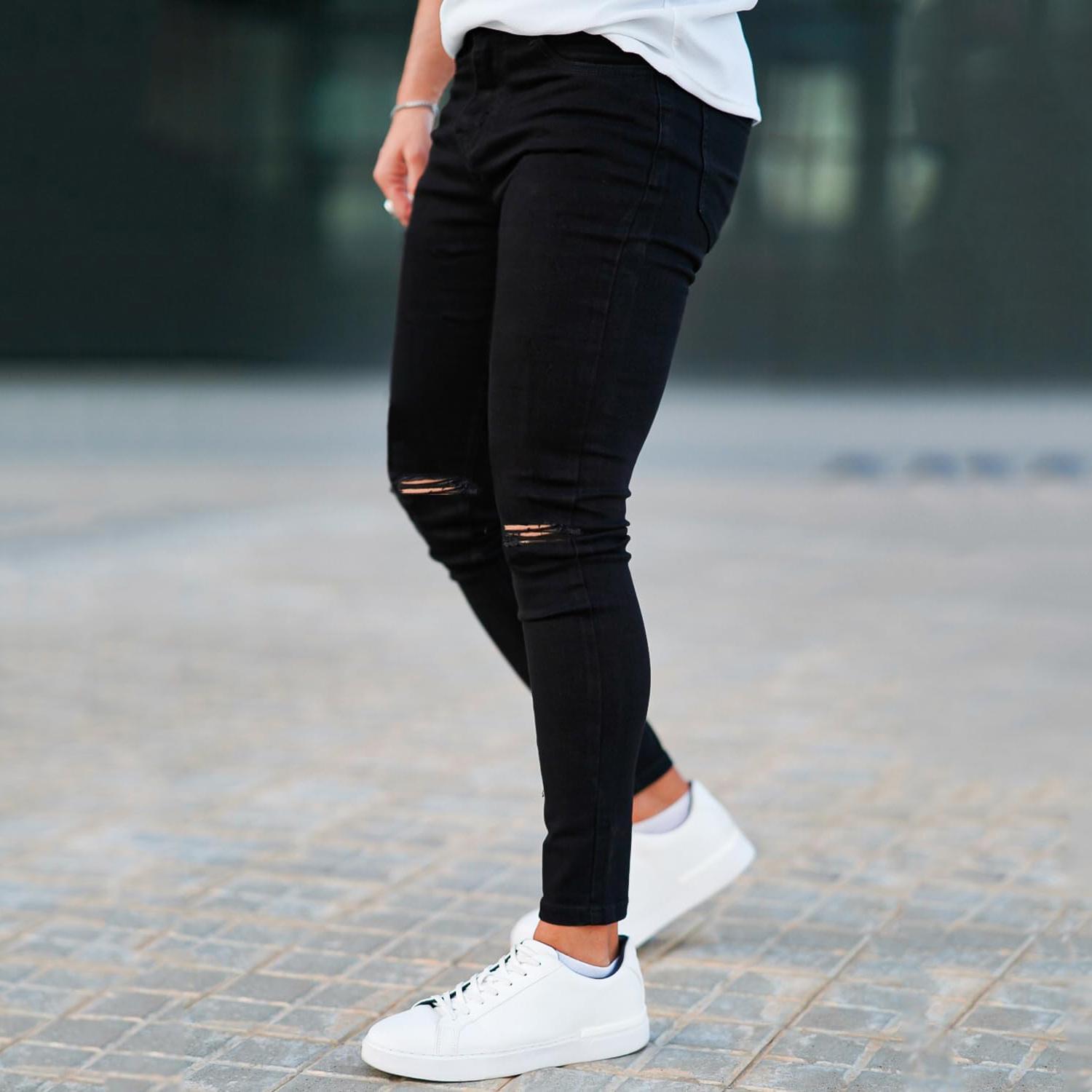 GINGTTO Men's Skinny Jeans Stretch Ripped Tapered Leg