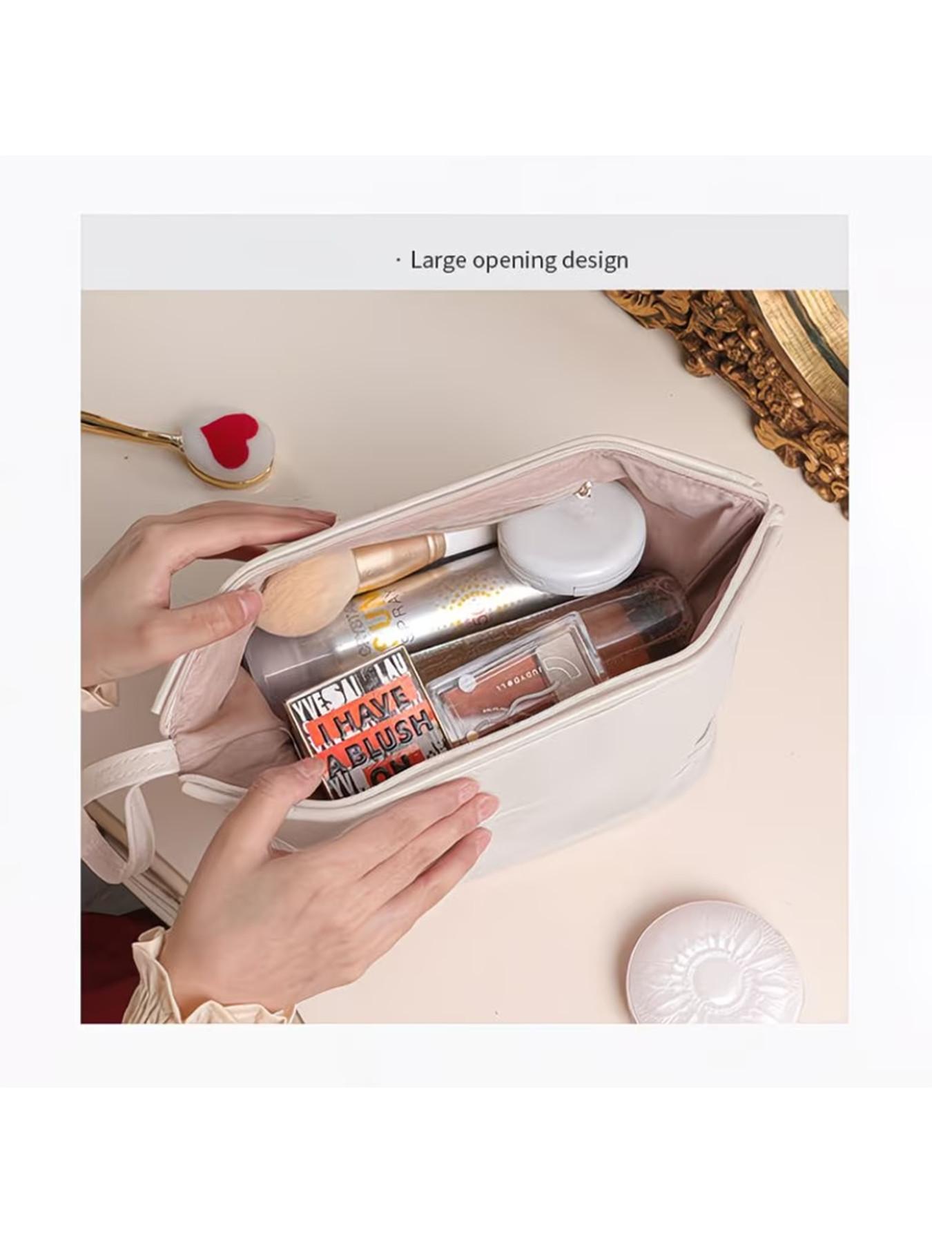 Fashion Cloud Shape Dual Layer Makeup Bag, Large Capacity Portable Travel Cosmetic Case, Ideal for Makeup Brushes, Skincare, Bathroom Essentials