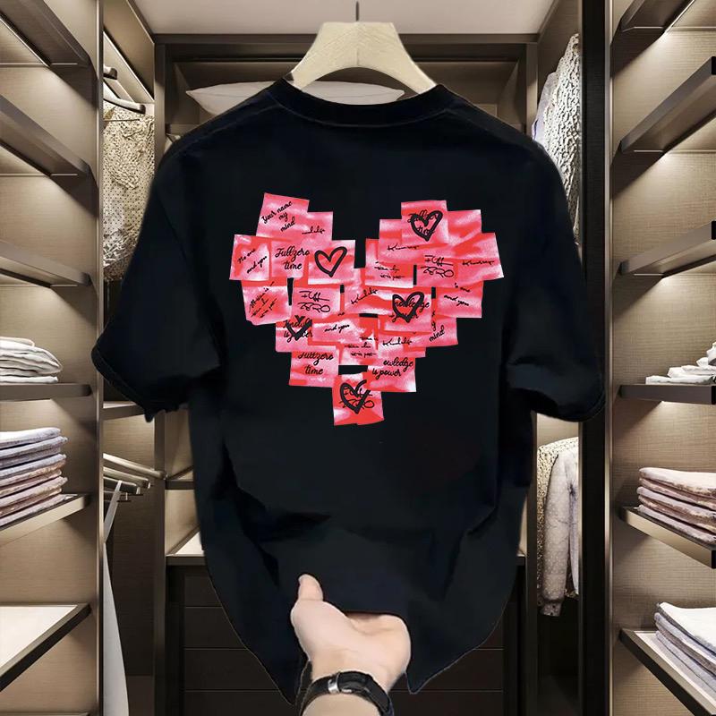 180G[100% Cotton ]Trendy Brand Short Sleeved T-shirt for Men and Women Couples Summer in Street Loose Versatile Round Neck Top