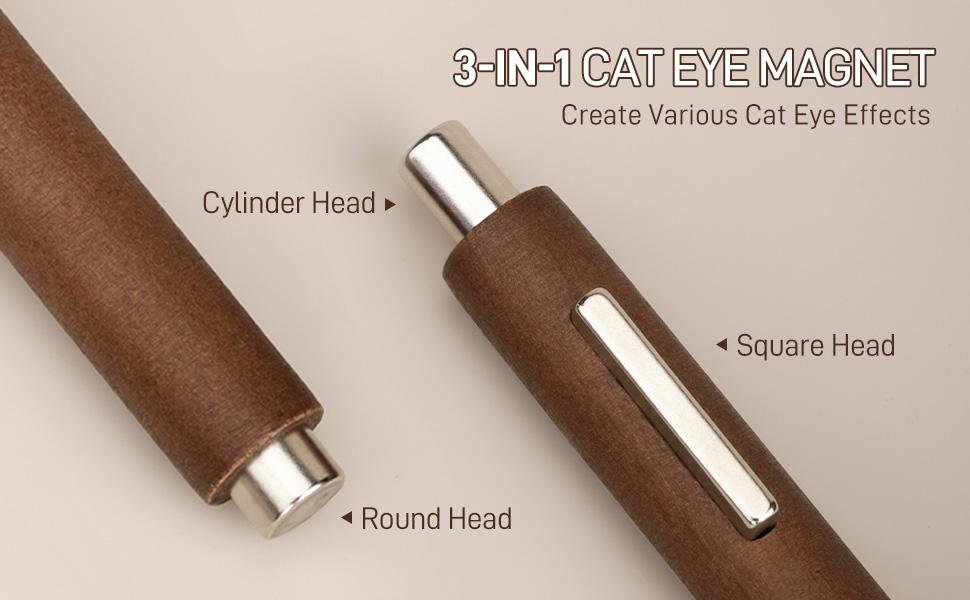 GAOY 3-in-1 Cat Eye Magnet for Nails, Cigar Shape Nail Magnet, Multi-Function Nail Magnets for Nail Art DIY at Home, Brown