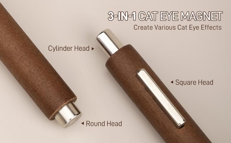 GAOY 3-in-1 Cat Eye Magnet for Nails, Cigar Shape Nail Magnet, Multi-Function Nail Magnets for Nail Art DIY at Home, Brown