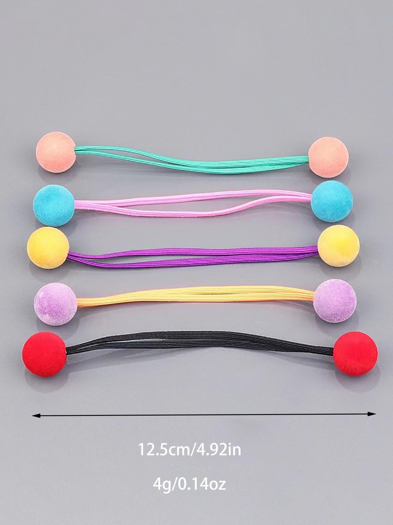 10pcs/Pack Colorful Pom Pom Elastic Hair Scrunchies, Elastic Band Scrunchies, Flocked Candy Color, Non-Damaging, Sturdy For Everyday Use, Autumn/Winter Hair Ties, No Damage Hair Ties, Hair Accessories Set