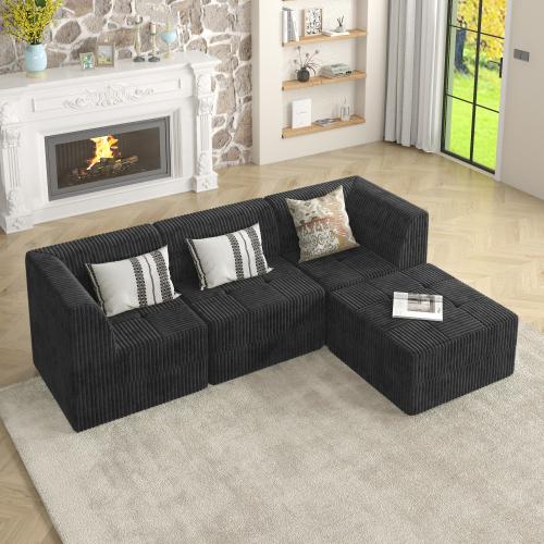 Niccae Customizable L-Shaped Sofa Set - Minimalist Modular Sectional Couch with Removable Cushions & Compression Tech for Studio Apartment Dorm Room & Small Space Furniture Lounge
